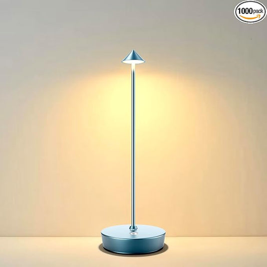 Rechargeable Cordless Table Lamp, 6000mAh LED Battery Operated Desk Lamp Touch 3 Color Stepless Dimming Portable Outdoor Waterproof Table Light for Patio/Restaurant/Dining/Home (One-Blue)