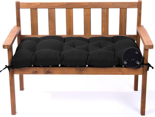 Outdoor Bench Cushion, Waterproof Swing Cushion Bench Seat Cushion, Swing Chair Replacement Seat Pads Cushion Pillow for Lounger Garden Furniture Patio Metal Wooden Bench (Black, 59x20in)