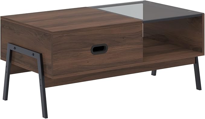 soges Coffee Table, Brown Lift Top Coffee Table with Storage, Coffee Table with Lift Top, Rustic Wood Raisable Top Central Table for Living Room
