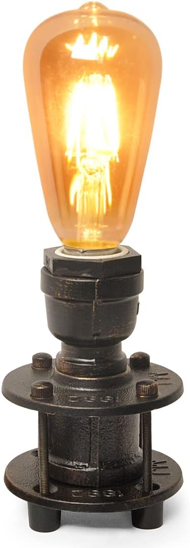 Industrial Table Lamp Base for Bedroom, Small Bedside Desk Lamps Vintage Rustic Farmhouse Mini Lamp Gold Metal Bronze Lights for Nightstand, Reading Room (No E26 Edison Bulb)