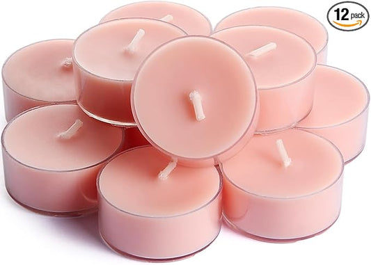 DEYBBY Natural Hibiscus Orchid Scented Soy Wax Tealight Candles Bulk, Aromatherapy Luxury Tea Candle Set of 12-4 Hour Burning Great Gift