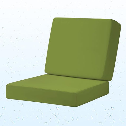 Outdoor Deep Seat Cushion Set, 24 x 24 Inch Waterproof and Fade Resistant Patio Furniture Cushion Backrest with Ties for Patio Garden Yard and Balcony (Green, 24x24Inch)