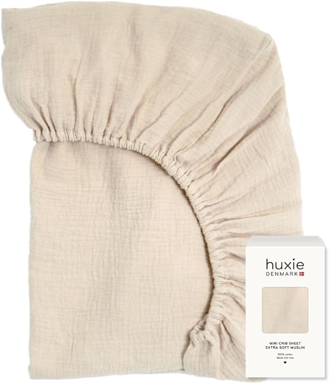 Denmark - Super Soft Muslin Mini Crib Sheets - 24'' x 38'' - 100% Organic Baby Crib Sheets for Boys and Girls (Fog)