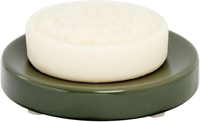 iDesign Ceramic Earth Collection Ceramic Bar Soap Dish, Moss