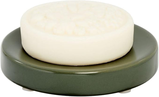 iDesign Ceramic Earth Collection Ceramic Bar Soap Dish, Moss