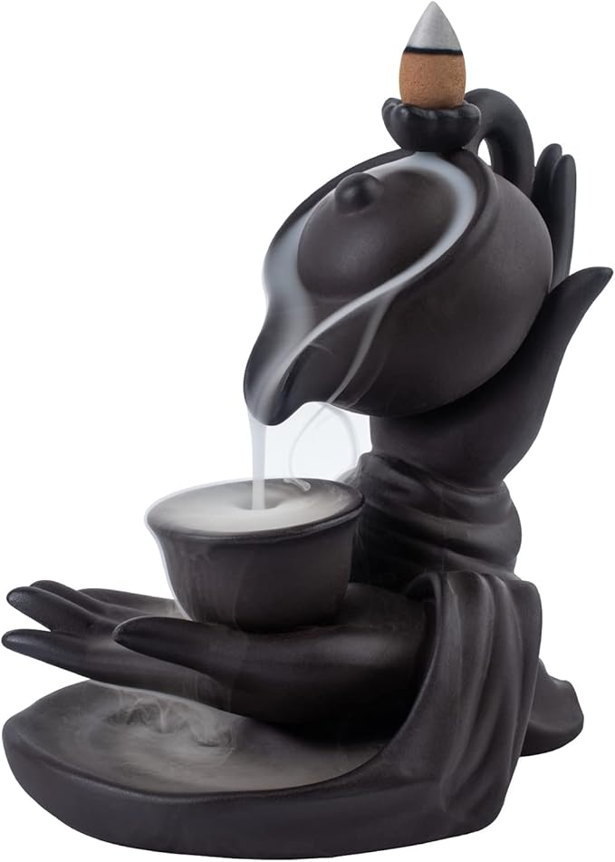 Waterfall Incense Burner Buddha Hand Backflow Incense Waterfall Burner Smoke Incense Holder Waterfall with 100 Incense Cones 10 Kind of Scents