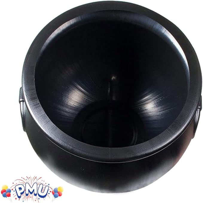 PMU 16 Inch Black Cauldron Kettle, Halloween Witch Plastic Kettle, Party Decorations Indoor & Outdoor, Favor Decoration (1/Pkg) Pkg/1