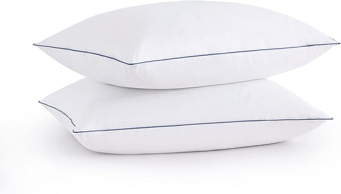 puredown® Goose Feathers and Polyester Fiber Pillows, Made in USA, Premium Medium to Firm Sleeping Pillows, Hotel Collection Pillows with Cotton Cover, 2 Pack, King Size, 20x36 Inches