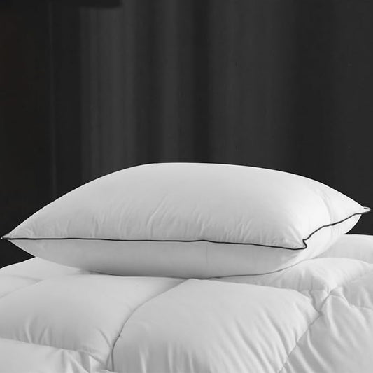 Hotel Feather Pillows King Size, Hybrid Goose Down Pillow Composite with Mef tek™ Memory Foam, Firm Bed Pillows with Organic Cotton Cover (White,20"x36")