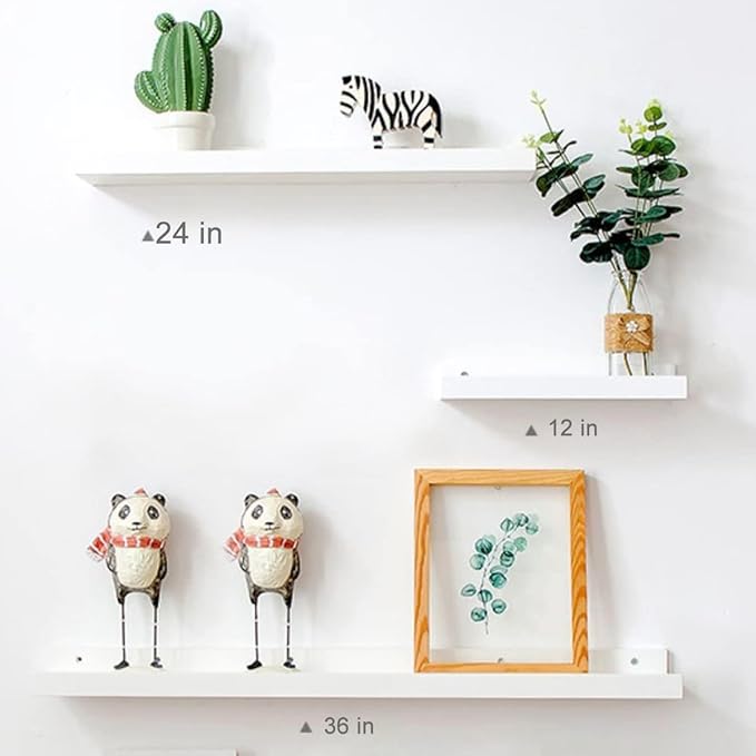 24 Inch White Floating Shelves Wall Mounted, Solid Oak Wood Shelf for Decor and Storage, Picture Ledge for Bedroom Bathroom Living Room Kitchen, 24 * 4 * 1.5, 1 Pack