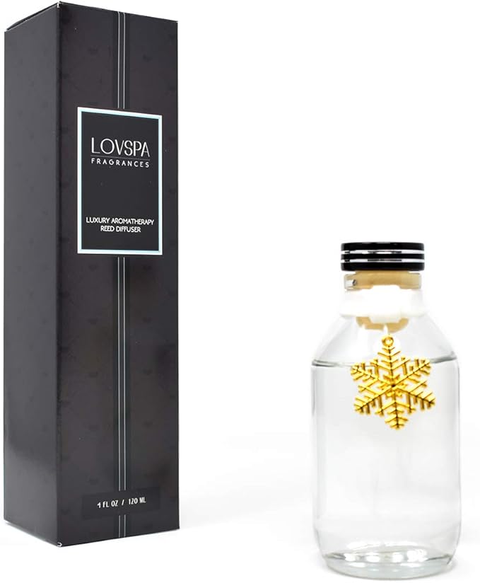 LOVSPA Peppermint Bark Reed Diffuser Set - Holiday Peppermint Candy Cane Scent Diffuser - Reed Diffusers for Home with Long Lasting Fragrance - Non-Toxic Oil Reed Diffuser - Made in The USA