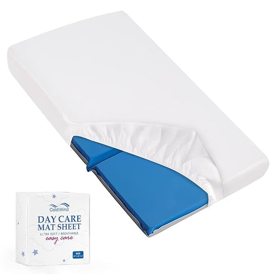 Nap Mat Cover 19" x 45" x 4" Fit for ECR4Kids Everyday Folding Rest Mat, Super Soft & Breathable Microfiber Baby Nap Mat Sheet for Preschool or Day Care, Boys and Girls, White