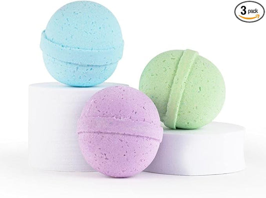 SpaRoom Soothe and Relax Handmade Natural Essential Oil Aromatherapy Bath Bombs, Set of 3, Lavender, Eucalyptus and Peppermint