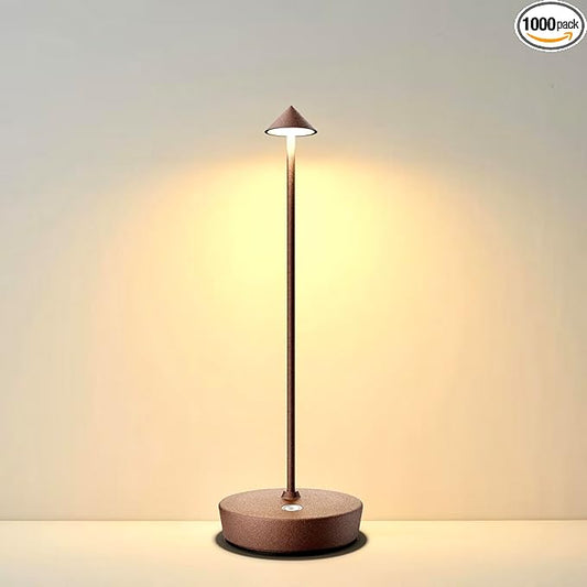 Rechargeable Cordless Table Lamp, 6000mAh LED Battery Operated Desk Lamp Touch 3 Color Stepless Dimming Portable Outdoor Waterproof Table Light for Patio/Restaurant/Dining/Home (Rust)