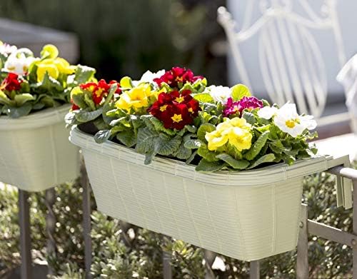 Apollo Exports International AP-30310 24" Adjustable Railing Planter, Ratan Look, Green