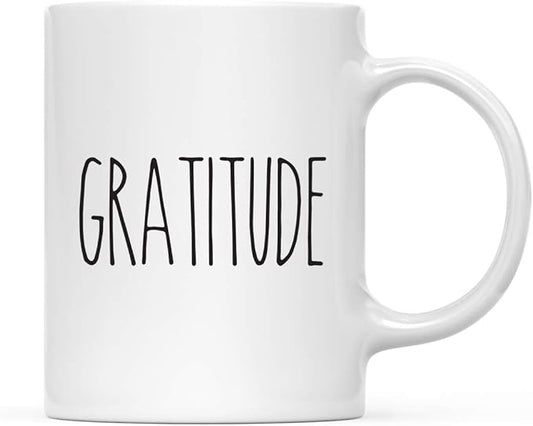 Andaz Press Simple Rustic Farmhouse Kitchen Decor 11oz. Ceramic Coffee Tea Mug Gift, Gratitude, 1-Pack, Includes Gift Box, Minimalist Birthday Christmas Gift Ideas