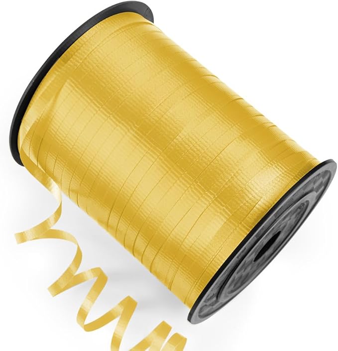 500 Yards Curling Ribbon with Spool, 1/5" Wide Crimped Texture Curling Ribbons - Perfect for Gift Box Wrapping, Florist Flowers, Birthday Party Decorations, Balloon String Ribbon in Yellow