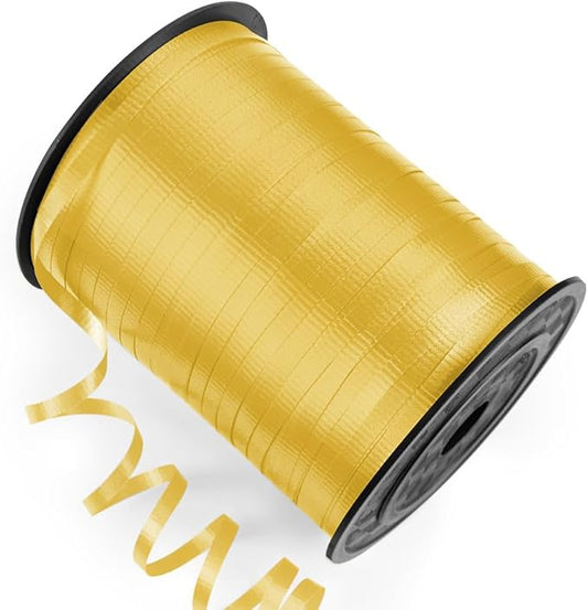 500 Yards Curling Ribbon with Spool, 1/5" Wide Crimped Texture Curling Ribbons - Perfect for Gift Box Wrapping, Florist Flowers, Birthday Party Decorations, Balloon String Ribbon in Yellow