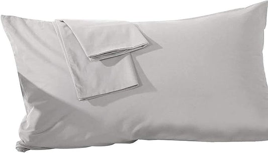 Travel Pillowcase 13 x 18 Inch, 100% Egyptian Cotton Set of 2 Toddler Pillowcase Zipper Closer 600 Thraed Count - Toddler Travel 13x18 Zipper, Silver Solid
