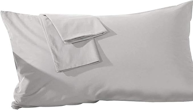 Travel Pillowcase 14 x 20 Inch, 100% Egyptian Cotton Set of 2 Toddler Pillowcase Zipper Closer 600 Thraed Count - Toddler Travel 14x20 Zipper, Silver Solid