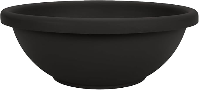 The HC Companies Shallow Planter with Drainage - Contemporary Garden Bowl Planter for Flowers, Herbs & More - Round Succulent Planter Pot for Indoors and Outdoors (24" Black, Pack of 1)