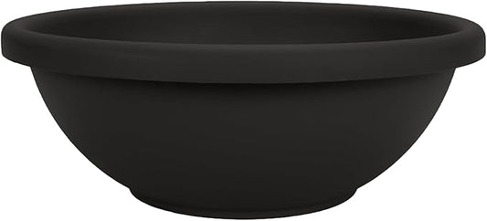 The HC Companies Shallow Planter with Drainage - Contemporary Garden Bowl Planter for Flowers, Herbs & More - Round Succulent Planter Pot for Indoors and Outdoors (24" Black, Pack of 1)
