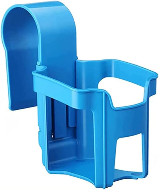 Poolside Cup Holder, Multipurpose Pool Drink Holder, Stainless Steel Water Bottle Holder, Self-Cleaning Plastic, Indoor and Outdoor, Blue