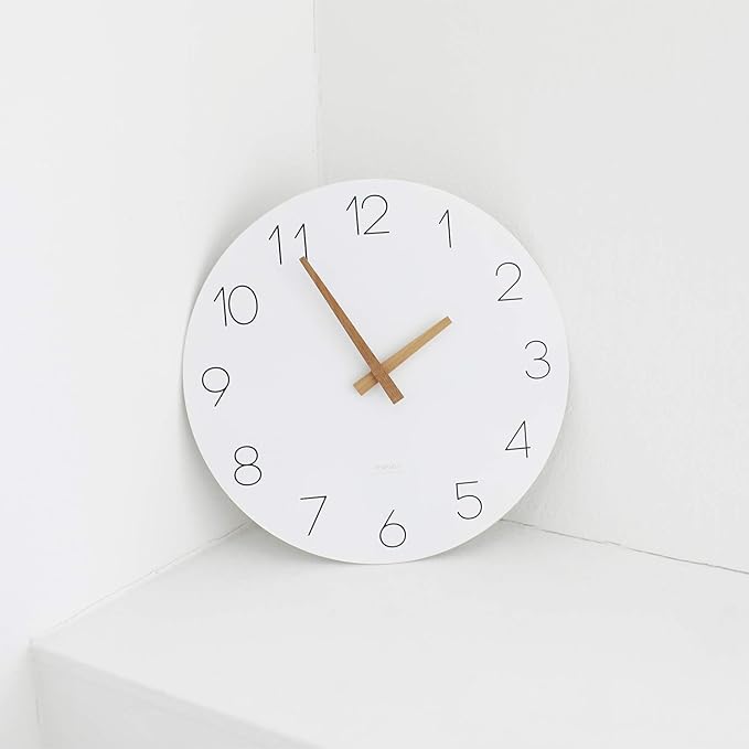 mooas Flatwood Wall Clock, Analog Wall Clock, Silent Non-Ticking 12 inch Modern Wall Clocks Battery Operated for Office, Home, Bathroom, Kitchen, Bedroom, School, Living Room