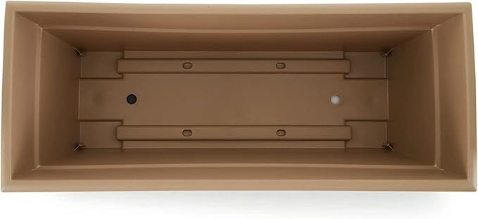 The HC Companies 28 Inch Romana Large Rectangular Planter Box - Lightweight Plastic Outdoor Plant Pot with Drainage for Decks, Patio, Pool, Cappuccino