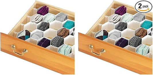Whitmor 6025-3928 Honeycomb Drawer Organizer, 1 Count (Pack of 2), White