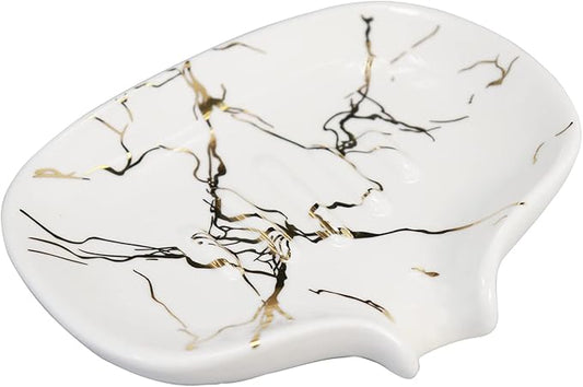 Ceramic Marble Texture Soap Dish,Self Draining Slot,Ceramic Self Draining Soap Dish Portable,Bathroom Accessories for Shower,Bathroom,Kitchen, Sink,Countertop,for Travelling,Camping,Gym