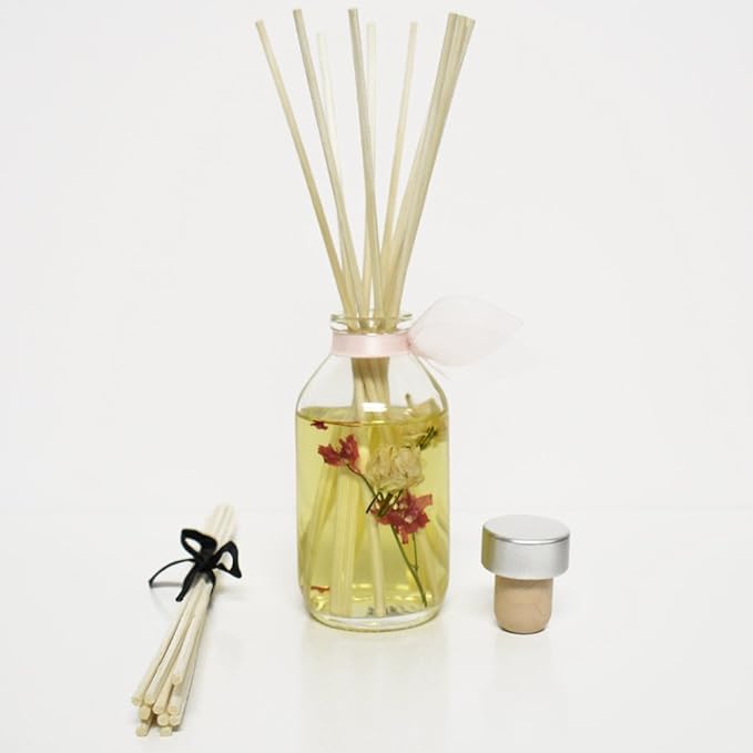 LOVSPA Wild Flowers Reed Diffuser Set - Rose, Jasmine, Sweet Pea & Dark Amber Scent Diffuser - Non-Toxic Oil Reed Diffuser - Made in The USA