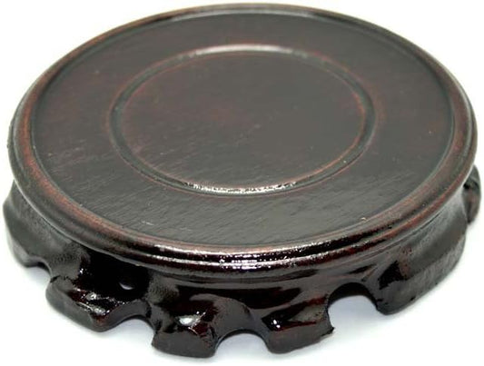 Rosewood Stand Oriental Style, Vase Stand, Fish Bowl Stand, Multiple-purpose Display Stand (Diameter 4” – Height 1” (Dia 10cmXH2.5cm), Black)