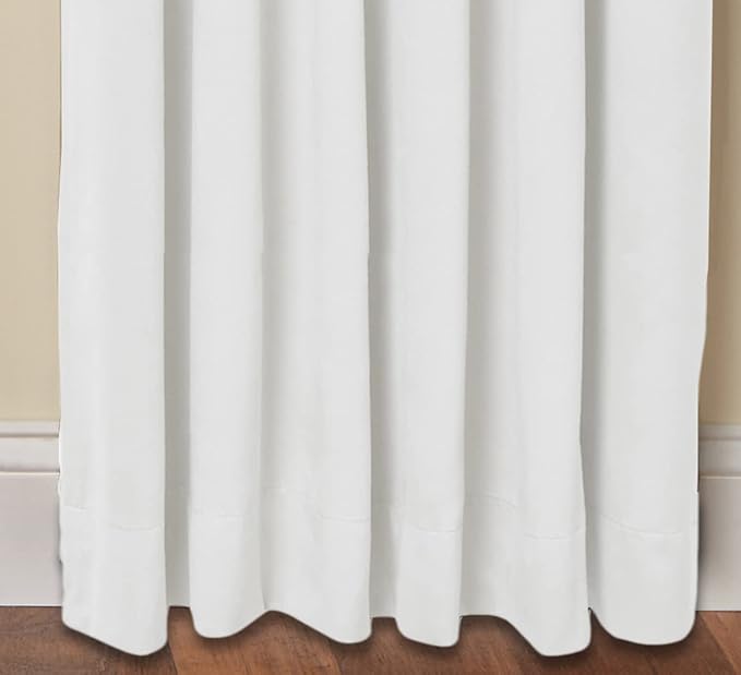 COTTON CRAFT White Curtain Window Panel Drapes - Set of 2 - Thick Cotton Duck Fabric Reverse Tab Top Window Treatment - Bonus Tie Backs - Clean Crisp Elegant Look - Bedroom Living Room - 50 W x 84 L
