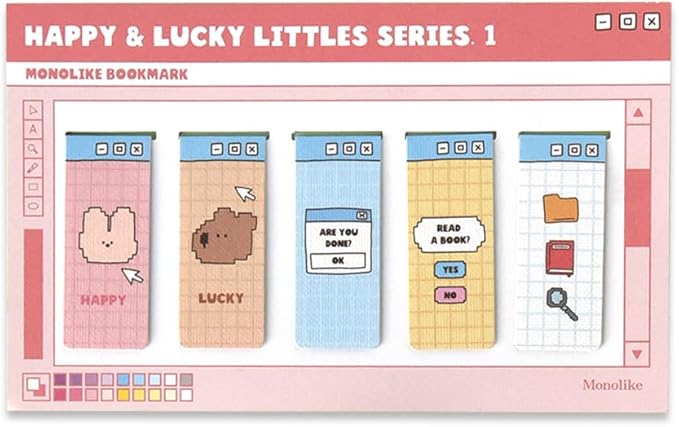 Monolike Magnetic Bookmarks Happy and Lucky Littles Series.1, Set of 5
