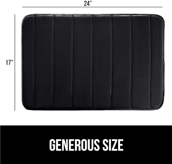GORILLA GRIP Memory Foam Bath Mat, Soft Absorbent US Designed Bathroom Rug, Gripping Dots Machine Washable Bathmat, Cushioned Floor Mats, Shower Sink Rugs Room Décor Accessories, 24x17 Black