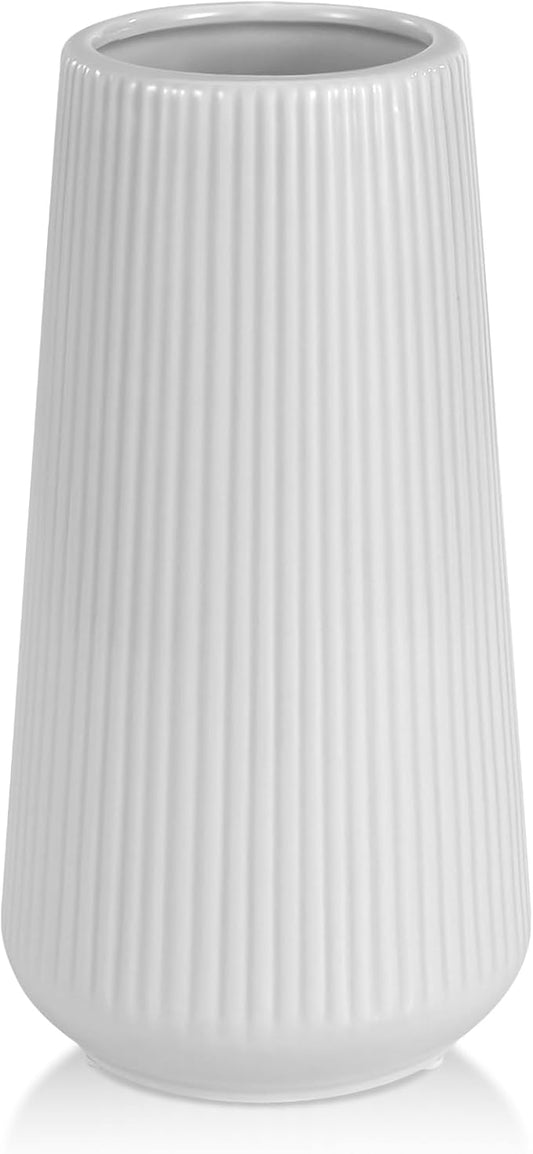 Grey Ceramic Vase, GUKJOB Small Cute Flower Vase for Pampas Grass, Home, Living Room, Dining Table, Farmhouse, Office Decor, Bedroom, Table, and Kitchen Shelf (Grey)