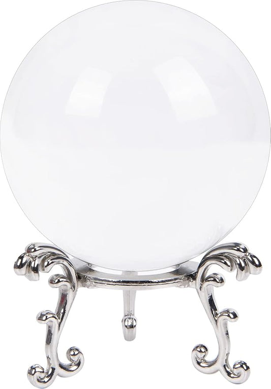 Crystal Ball Glass Globe Decor - Crystal Sphere with Stand & Gift Box, Clear Decorative Crystal Globe, 3D Crystal Ball for Home Decor Photography, Gazing Divination Fengshui Meditation, 3 inch/80mm