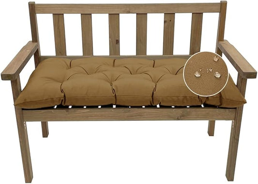 Outdoor Bench Cushion, Waterproof Swing Cushion Bench Seat Cushion, Swing Chair Replacement Seat Pads Cushion Pillow for Lounger Garden Furniture Patio Metal Wooden Bench (Light Brown, 47.24x20in)