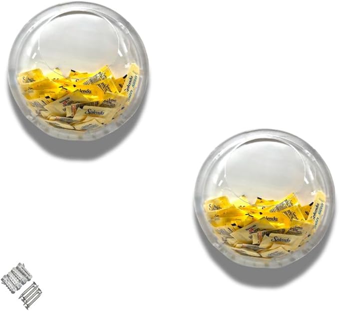 JAYKAY Acrylic Toy Dispenser & Kitchen Wall Organizer, Clear Toy Storage - Wall Mounted Round Acrylic Organizer for Coffee Pods, Packet Holder, Office Supplies Organizer (Style B | 2Pc 8x8x3 Inches)