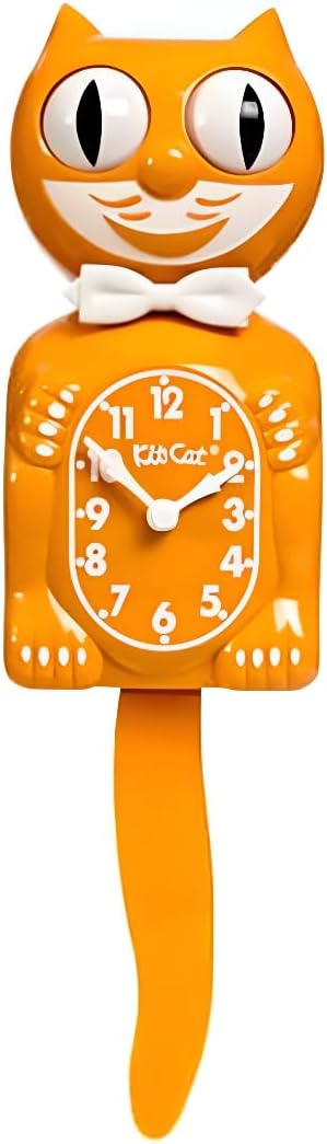 Kit-Cat Clock® Limited Edition Festival Orange - Iconic Retro Cat Clock with Moving Eyes and Tail, Battery Operated Wall Clock, Made in USA, Perfect for Home Decor, Modern Clock, Unique Gift