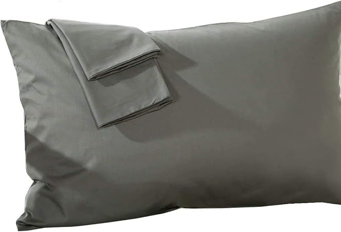 Travel Pillowcase 13 x 18 Inch, 100% Egyptian Cotton Set of 2 Toddler Pillowcase Zipper Closer 600 Thraed Count - Toddler Travel 13x18 Zipper, Dark Grey Solid