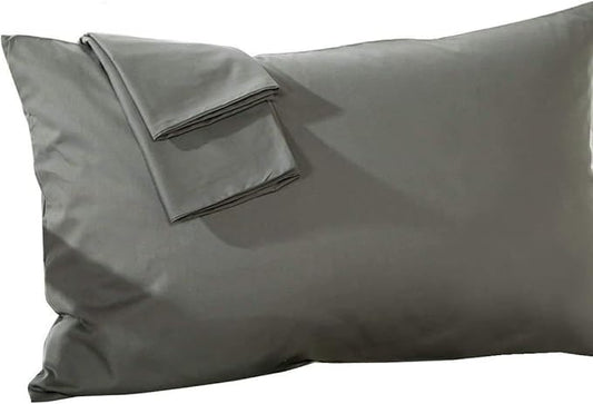 Travel Pillowcase 16 x 20 Inch, 100% Egyptian Cotton Set of 2 Toddler Pillowcase Zipper Closer 600 Thraed Count - Toddler Travel 16x20 Zipper, Dark Grey Solid