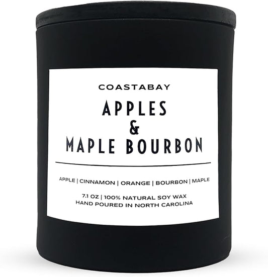 Apples & Maple Bourbon Candle | Natural Soy, Highly Scented Fall Candles, Long Lasting 45 Hour Non-Toxic Burn, Minimalistic & Modern Design, Hand Poured in The USA – 7.1oz