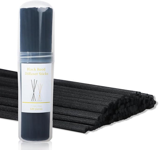 Reed Diffuser Sticks - Reed Sticks -Diffuser Refills - Natural Essential Oil Aroma Diffuser Sticks Rattan Wood Replacement for Aroma Fragrance 120 PCS(19cm*3.5mm Black Color)