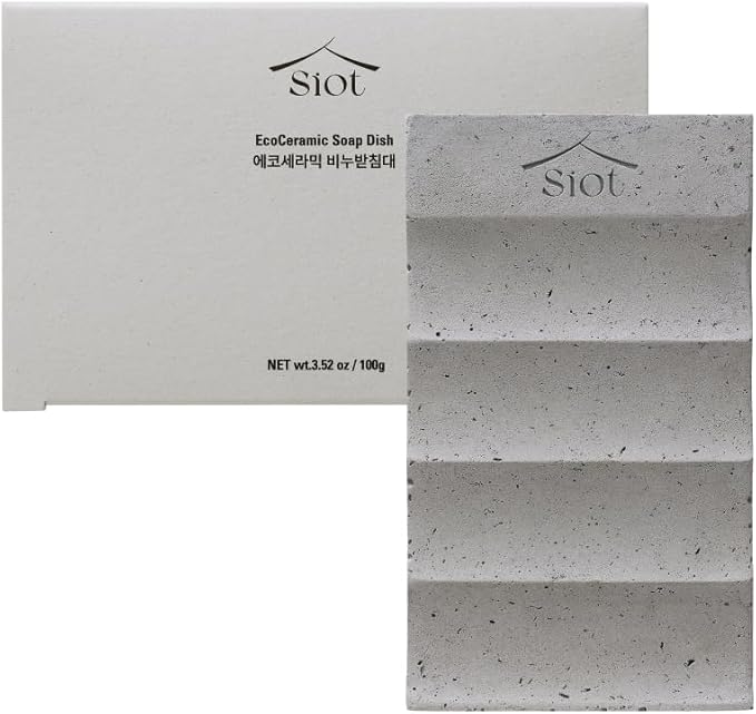 ECOCERAMIC SOAP Dish | Handmade Mineral Soap Holder | 100% Natural & Sustainable | Quick-Drying & Durable | Traditional Korean Design | Anti-Slip & Water-Resistant | 100g X 1EA