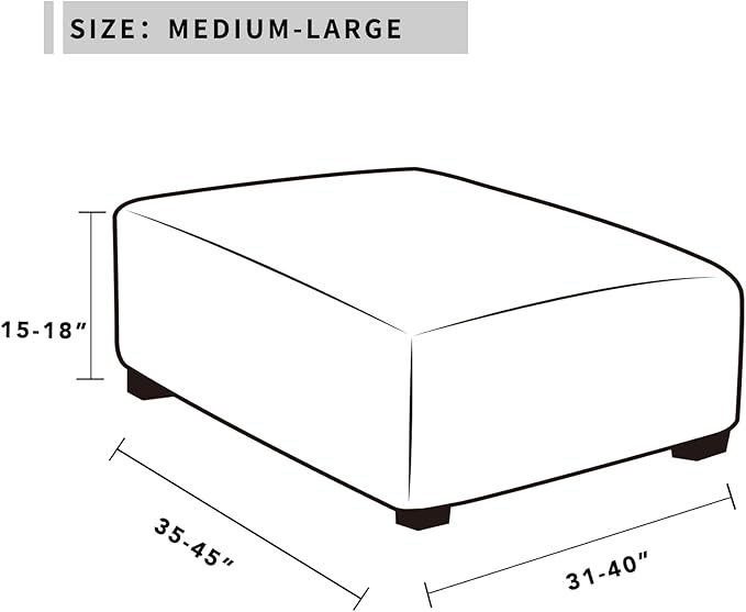 Easy-Going Stretch Square Ottoman Cover 40x40x15 inch Folding Storage Stool Furniture Protector Soft Rectangle slipcover with Elastic Bottom Dark Grey