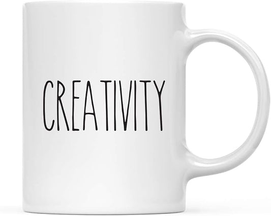 Andaz Press Simple Rustic Farmhouse Kitchen Decor 11oz. Ceramic Coffee Tea Mug, Creativity, 1-Pack, Includes Gift Box, Minimalist Birthday Christmas Ideas