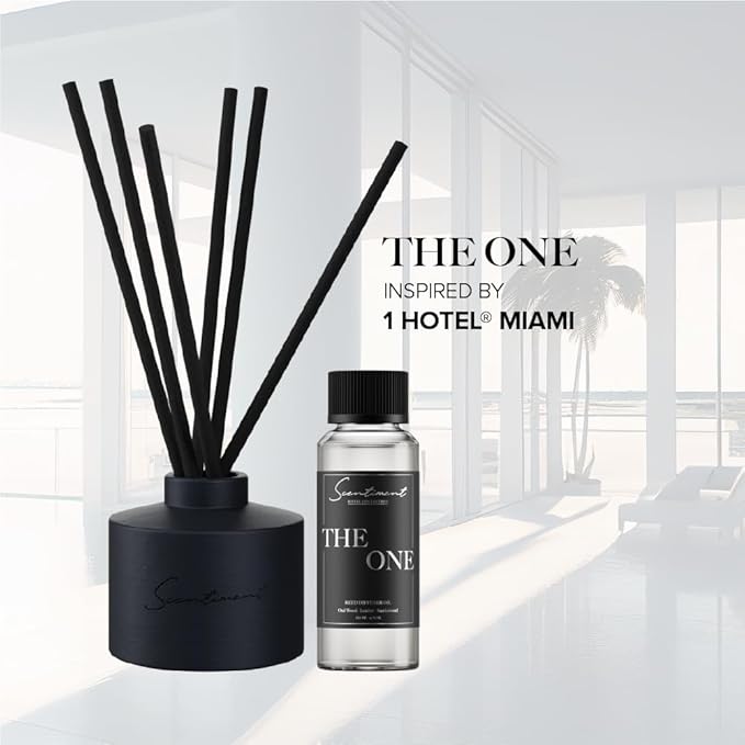 The One Reed Diffuser – Black Ceramic | 100ml | Long-Lasting Home Fragrance | Includes Reed Sticks & 120ml The One Reed Diffuser Oil