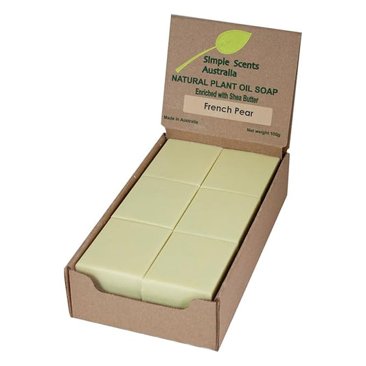 French Pear Scented Natural Soap Bars (12 Bars), 3.5oz Moisturizing French Triple Milled Soap Bars Enriched with Shea Butter - Pure Plant Oil Bath & Body Bars